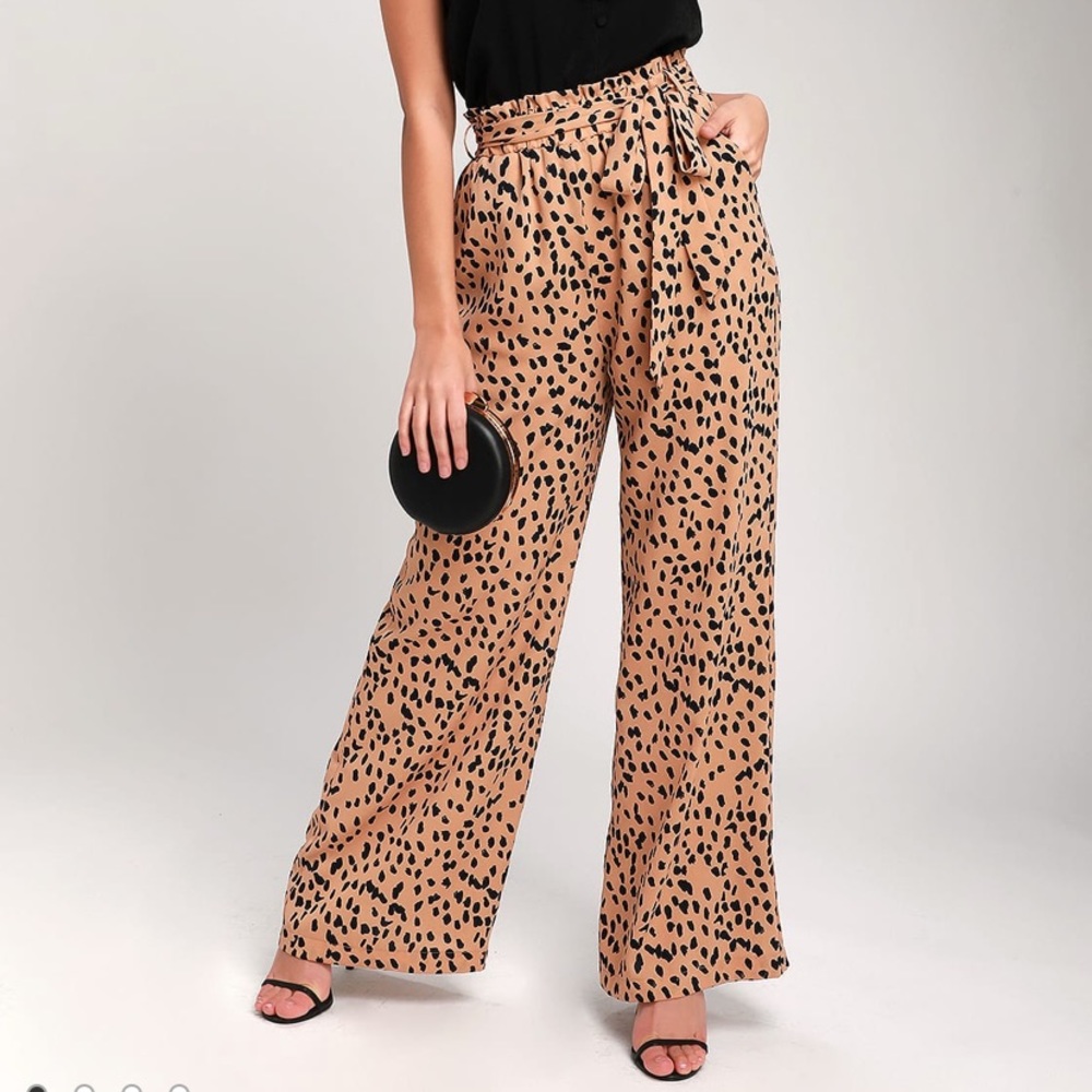 Lulus untamed leopard print wide leg pants